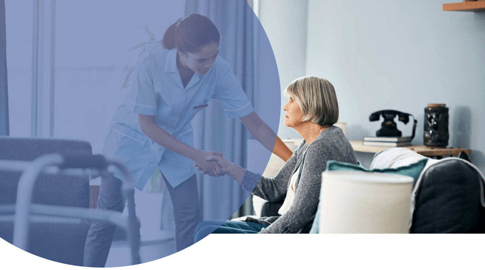 An elderly gentleman being cared for at home.