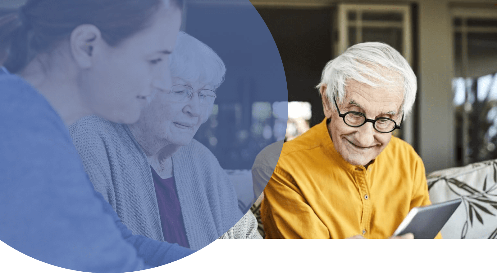 A home carer uploading documents directly from a tablet during a client visit.