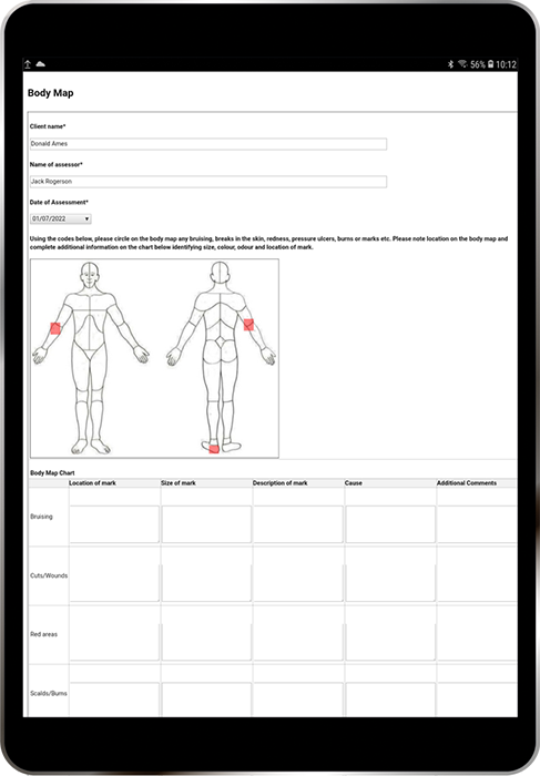 TagCare’s Home Care Software displayed on a Tablet.