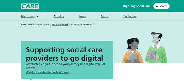 The digitising social care website giving support to homecare agencies wanting to go digital in the UK.